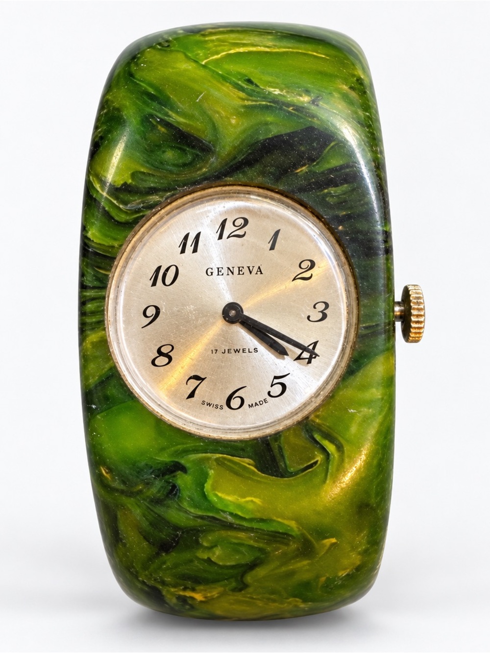 Geneva Green Marbled Resin Table Clock